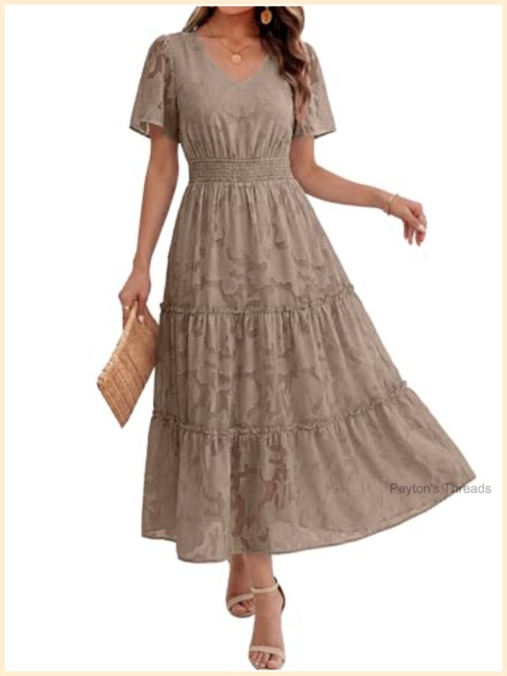 Womens Boho Floral Maxi Dress V-Neck Short Sleeve Wedding Guest Summer Beach